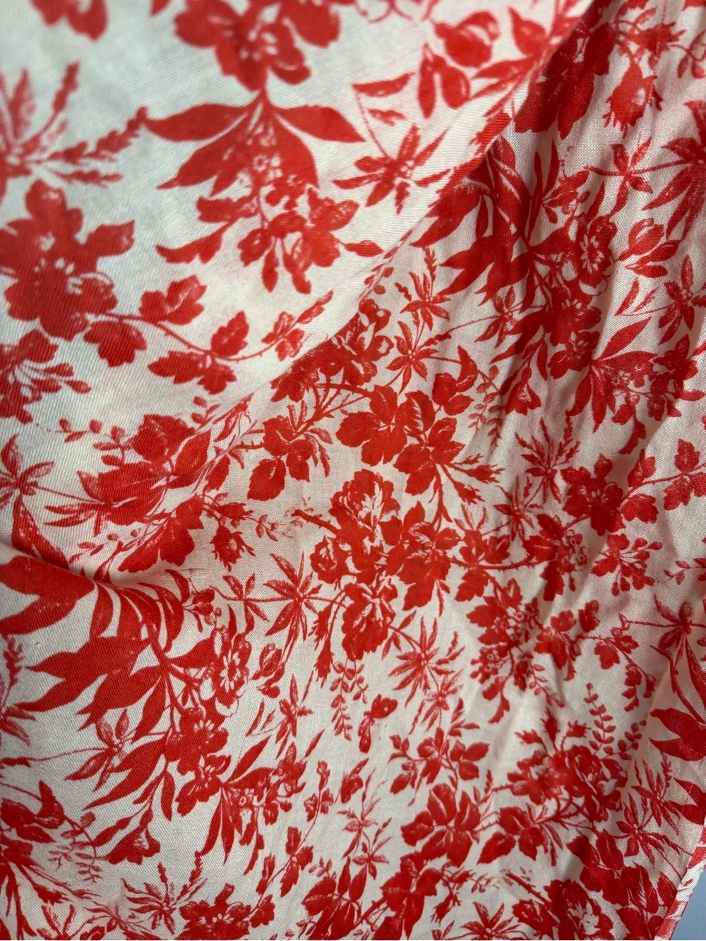 J. Crew Red Floral Lightweight Wrap Scarf 100% Wool